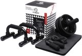 Set de Ejercitar Rodillo Abdominales, 3 en 1 con Barra para Flexiones, Cuerda