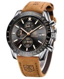 Reloje Hombre con Pulsera de cuero y Cronógrafo